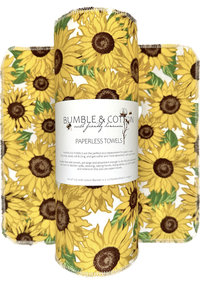 Sunflowers & Leaves Paperless Towels || Unpaper Towels || Zero Waste Kitchen Gifts 12x12 Sheets