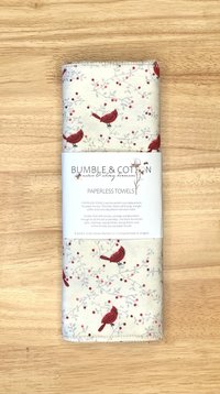Cardinal Birds Paperless Towels || Unpaper Towels || Eco Sustainable Zero Waste Kitchen 12x12 Sheets