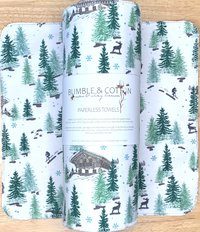 Winter Forest Paperless Towels || Eco Sustainable Kitchen || Ski Lodge Unpaper Towels 12x12 Sheets
