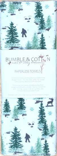 Winter Forest Paperless Towels || Eco Sustainable Kitchen || Ski Lodge Unpaper Towels 12x12 Sheets