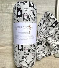 Cats on grey Paperless Towels || Unpaper Towels || Eco Sustainable