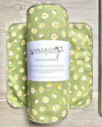 Daisies Paperless Towels || Unpaper Towels || Eco Kitchen Gift Botanical || Cloth Napkins 12x12 Sheets