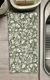 Green & White Floral Chef Towel || Nature Inspired Kitchen Towel