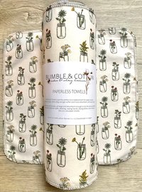Mason Jar Flowers Paperless Towels || Unpaper Towels || Eco Kitchen Gift Botanical || 12x12 Sheets