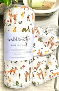 Forest Animals Paperless Towels || Unpaper Towels || Eco Sustainable 12x12 Sheets