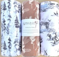 Snow Forest Trio Paperless Towels || Unpaper Towels || Zero Waste Kitchen Gifts 12x12 Sheets