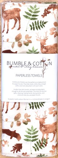 Wildlife & Ferns Paperless Towels || Unpaper Towels || Zero-Waste Kitchen Gift || 12x12 Sheets