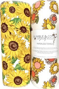 Sunflower Trio Paperless Towels || Unpaper Towels || Eco Kitchen Gift 12x12 Sheets || Sunflower Gift for her