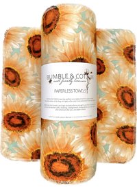 Sunflower Trio Paperless Towels || Unpaper Towels || Eco Kitchen Gift 12x12 Sheets || Sunflower Gift for her