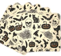 Spooky Skulls & Cats Paperless Towels || Spooky Unpaper Towels || Halloween Eco Sustainable Kitchen