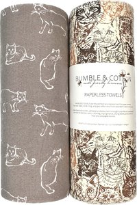 Cat Trio Paperless Towels || Unpaper Towels || Eco Kitchen Gift 12x12 Sheets