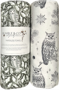 Owl Trio Paperless Towels || Unpaper Towels || Eco Kitchen Gift 12x12 Sheets