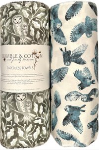 Owl Trio Paperless Towels || Unpaper Towels || Eco Kitchen Gift 12x12 Sheets