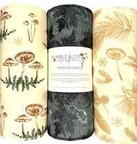 Mushroom Trio Paperless Towels || Mushrooms & Botanicals || Unpaper Towels || 12x12 Sheets