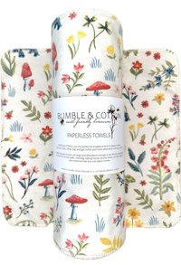 Wildllowers & Mushies Paperless Towels || Unpaper Towels || Eco Kitchen Gift || Flower Napkins 12x12 Sheets