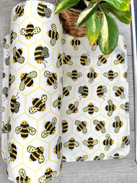 Bumblebees on white Paperless Towels || Unpaper Towels || Eco Sustainable Kitchen Goods 12x12 Sheets