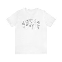 Flower Line Tee Shirt || Floral Tee || Wildflower Lover T-shirt || Eco Gender Neutral Gift Tee