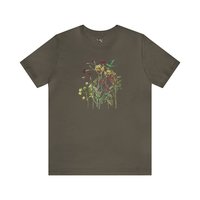 Botanical Hummingbird T-Shirt || Botanics and Bird Lover Tee Shirt || ECO Gender Neutral T-shirt