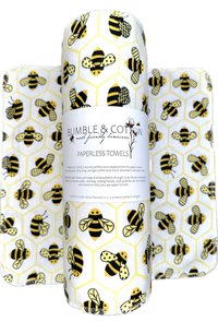 Bumblebees on white Paperless Towels || Unpaper Towels || Eco Sustainable Kitchen Goods 12x12 Sheets