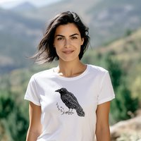 Raven Tee Shirt || Raven T-Shirt || Raven Crow Tree Eco T-shirt || Wildlife Tee Gender Neutral Gift