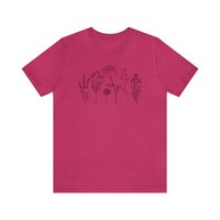 Flower Line Tee Shirt || Floral Tee || Wildflower Lover T-shirt || Eco Gender Neutral Gift Tee