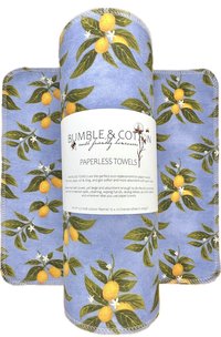 Citrus Paperless Towels || Unpaper Towels || Eco Kitchen Gift 12x12 Sheets || Lemons Kumquats Periwinkle