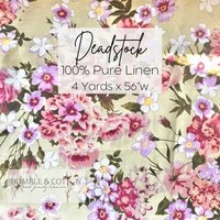 Linen Deadstock 4 Yards || Deadstock Yardage || Floral Lightweight Linen