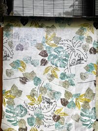 Linen Deadstock Yardage || Botanical Lightweight Linen || Botanical Nature Textile Fabric