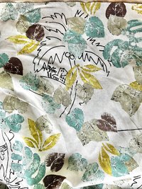 Linen Deadstock Yardage || Botanical Lightweight Linen || Botanical Nature Textile Fabric