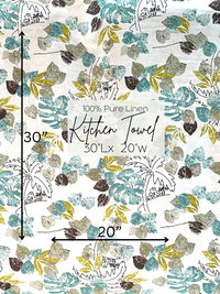 Linen Botanical Kitchen Towel || 100% Pure Linen Kitchen Towel