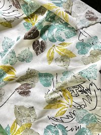 Linen Deadstock Yardage || Botanical Lightweight Linen || Botanical Nature Textile Fabric