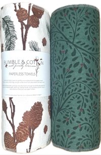 Winter Green Trio Paperless Towels || Unpaper Towels || Zero Waste Kitchen Gifts 12x12 Sheets