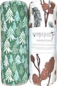 Winter Green Trio Paperless Towels || Unpaper Towels || Zero Waste Kitchen Gifts 12x12 Sheets