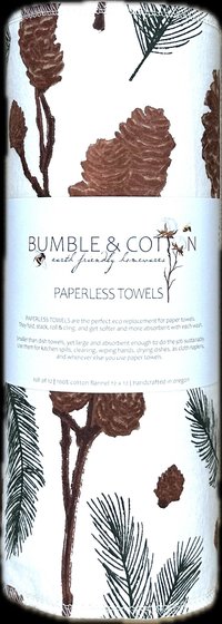 Pinecones Paperless Towels || Unpaper Towels || Eco Kitchen Botanical Gift || 12x12