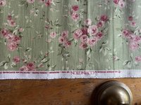 Linen Deadstock Yardage || Vintage Floral on Green