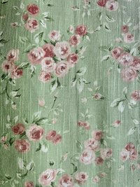 Linen Deadstock Yardage || Vintage Floral on Green