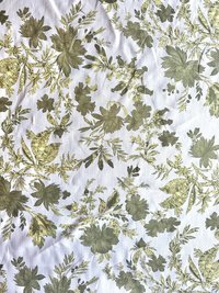 Linen Deadstock Yardage || Green Botanical Lightweight Linen on White 