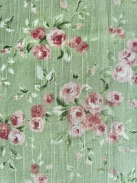 Linen Deadstock Yardage || Vintage Floral on Green