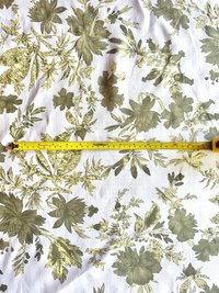 Linen Deadstock Yardage || Green Botanical Lightweight Linen on White 