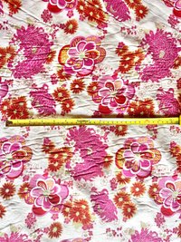 Linen Deadstock Yardage || Pink Fuchsia Floral || Lightweight Linen on off-white