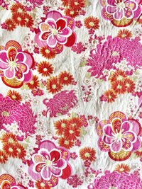 Linen Deadstock Yardage || Pink Fuchsia Floral || Lightweight Linen on off-white