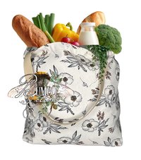 Handmade Botanical Cotton Tote Bag | Nature-Inspired Farmers Market Shopping Bag