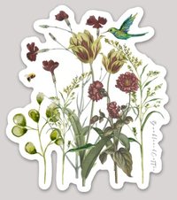 Hummingbird Floral Sticker