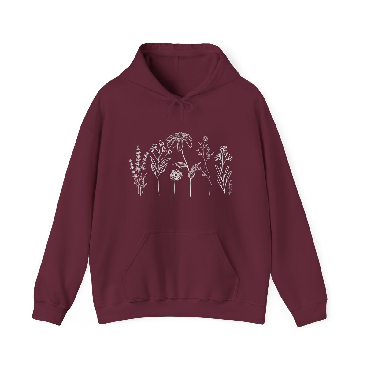 Flower Line Hoodie || Wildflower Hoodie || Wildflower Hooded Sweatshirt