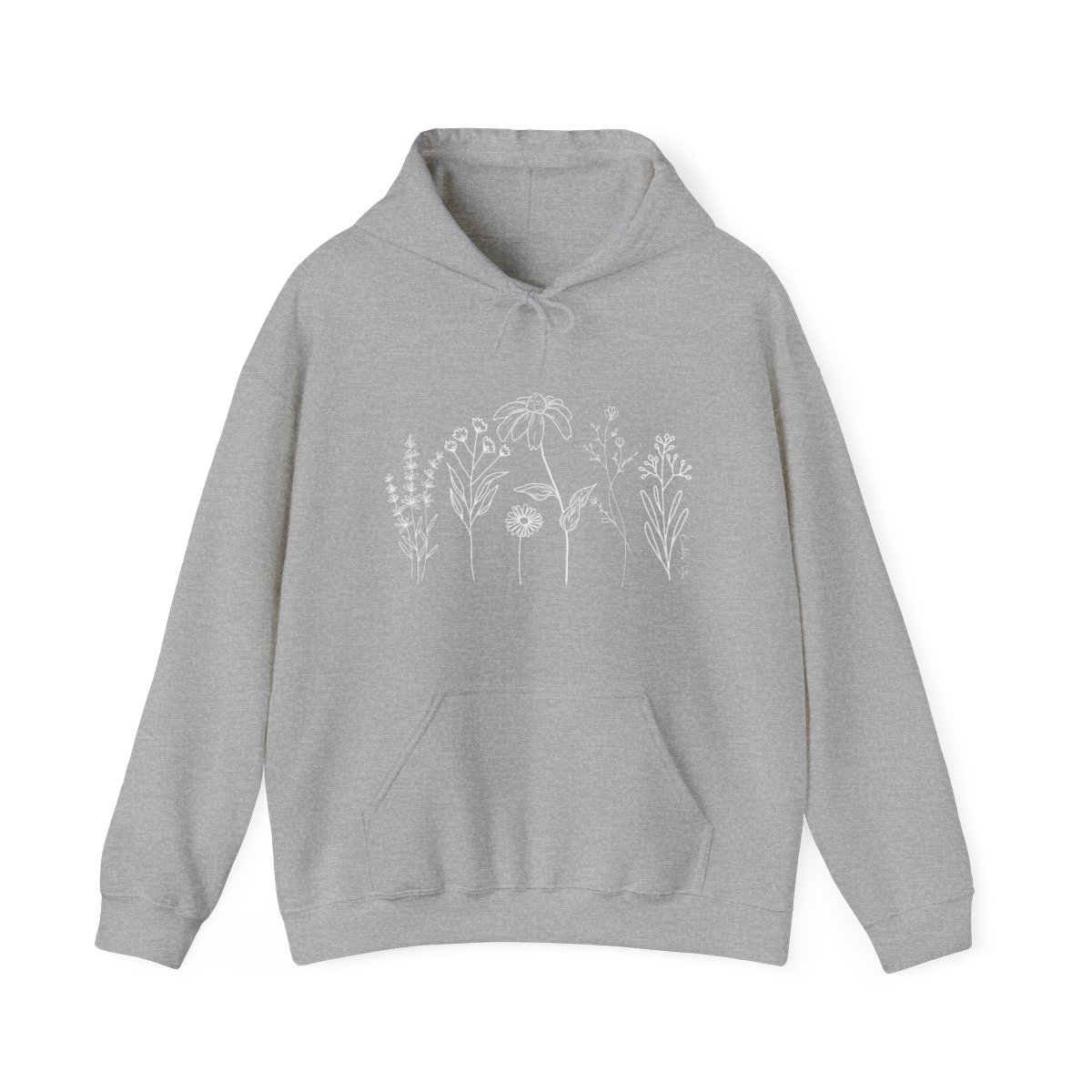 Flower Line Hoodie || Wildflower Hoodie || Wildflower Hooded Sweatshirt
