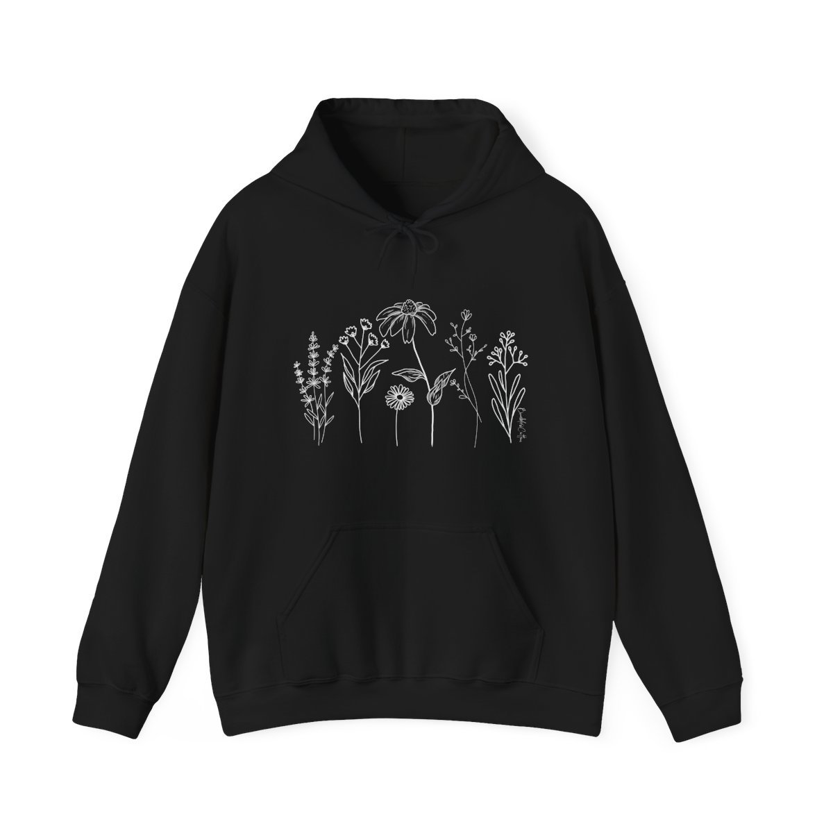 Flower Line Hoodie || Wildflower Hoodie || Wildflower Hooded Sweatshirt