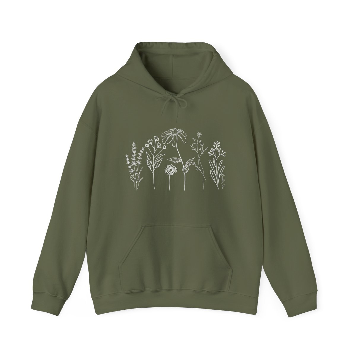 Flower Line Hoodie || Wildflower Hoodie || Wildflower Hooded Sweatshirt