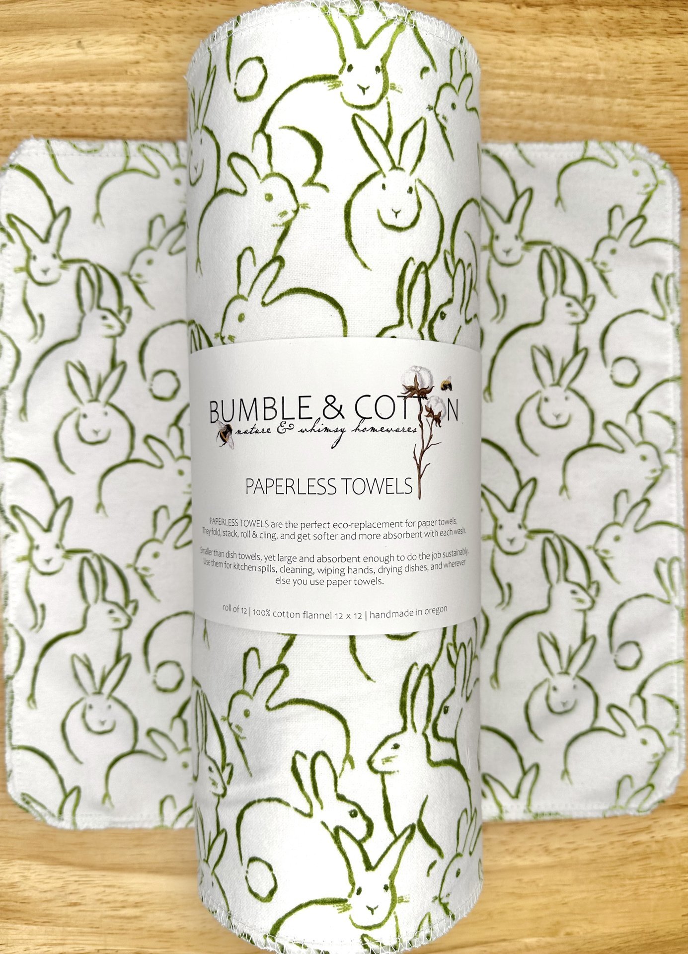 Green•Bunnies Paperless Towels