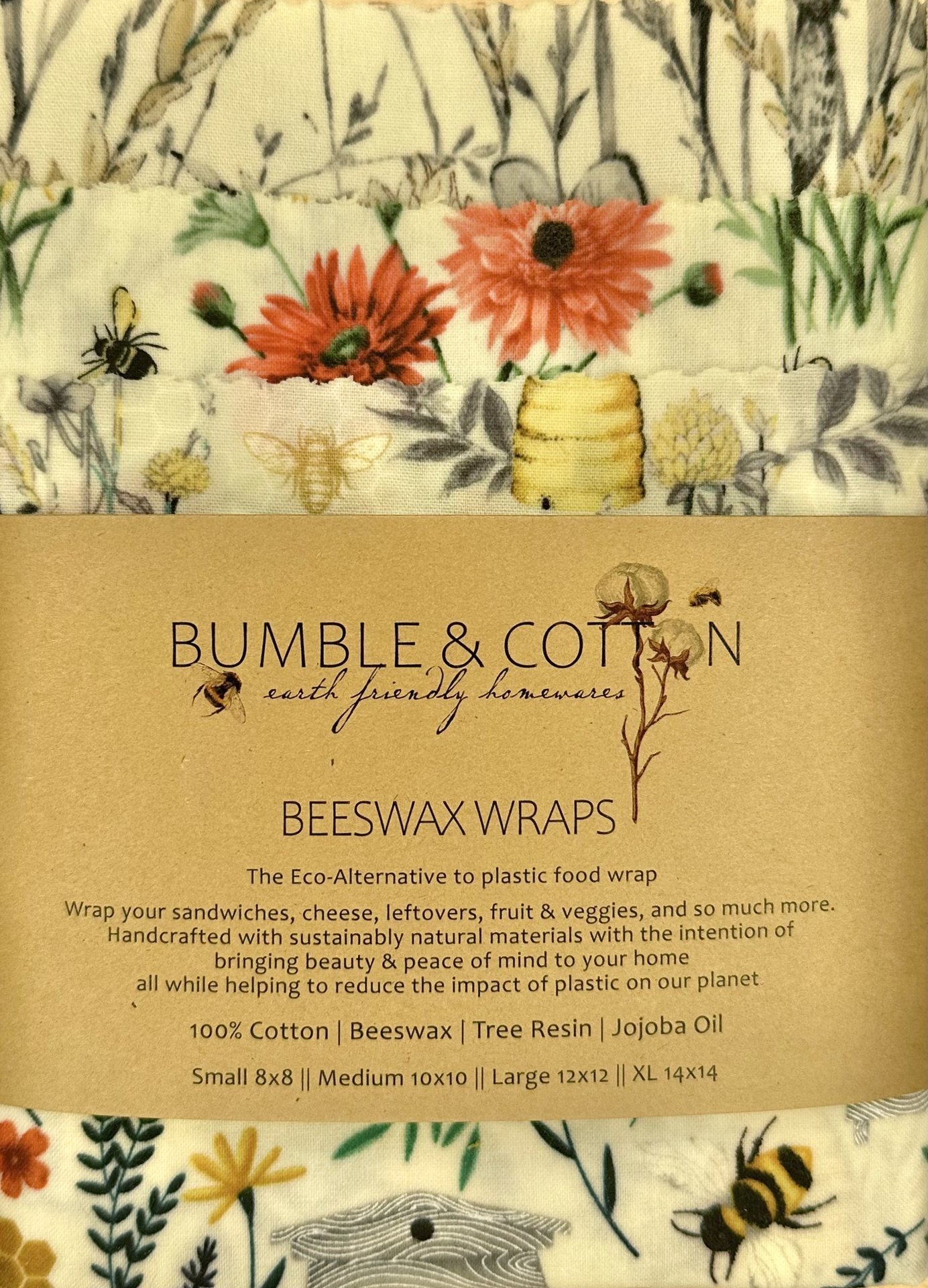 BEESWAX WRAPS 4-pack Bees&Flowers