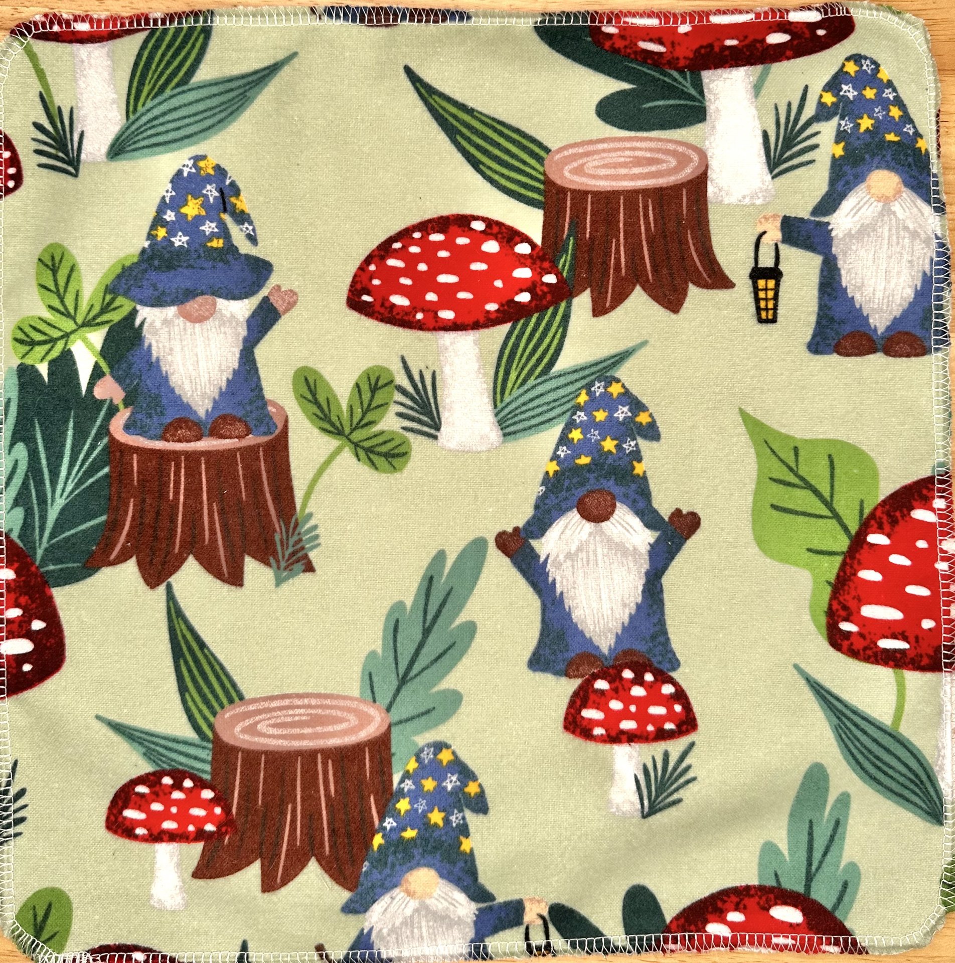 Gnomes & Mushrooms Paperless Towels || Unpaper Towels || Eco-Friendly Gift || Mushroom Cloth Napkins 12x12 Sheets